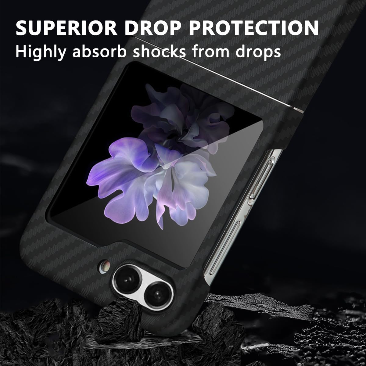 Piblue Samsung Z Flip 5 Carbon Case | Black Piblue Samsung Z Flip 5 Carbon Case | Black